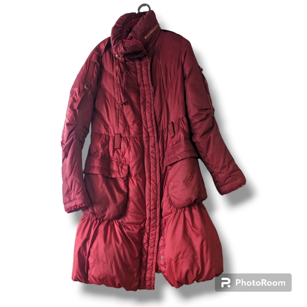 Marithé + Francois Gerbaud Deep Red Down Filled Winter Parka Jacket Size INT 44